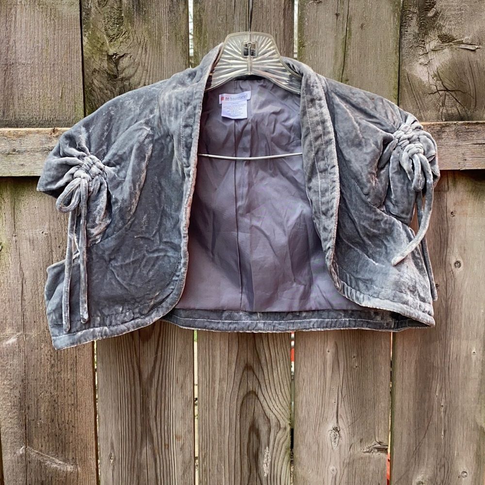 No Boundaries Silver velour crop cardigan sz. L